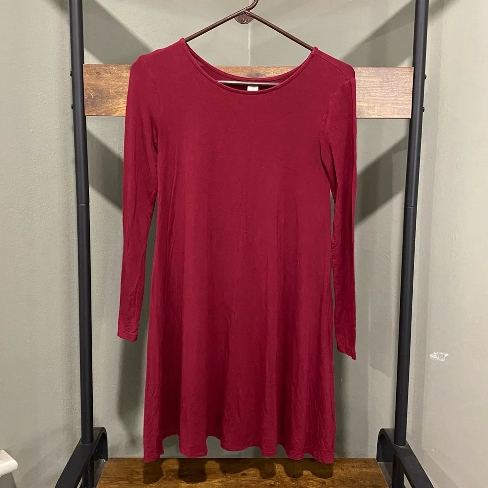 Old Navy burgundy swing dress XS - Picture 2 of 9